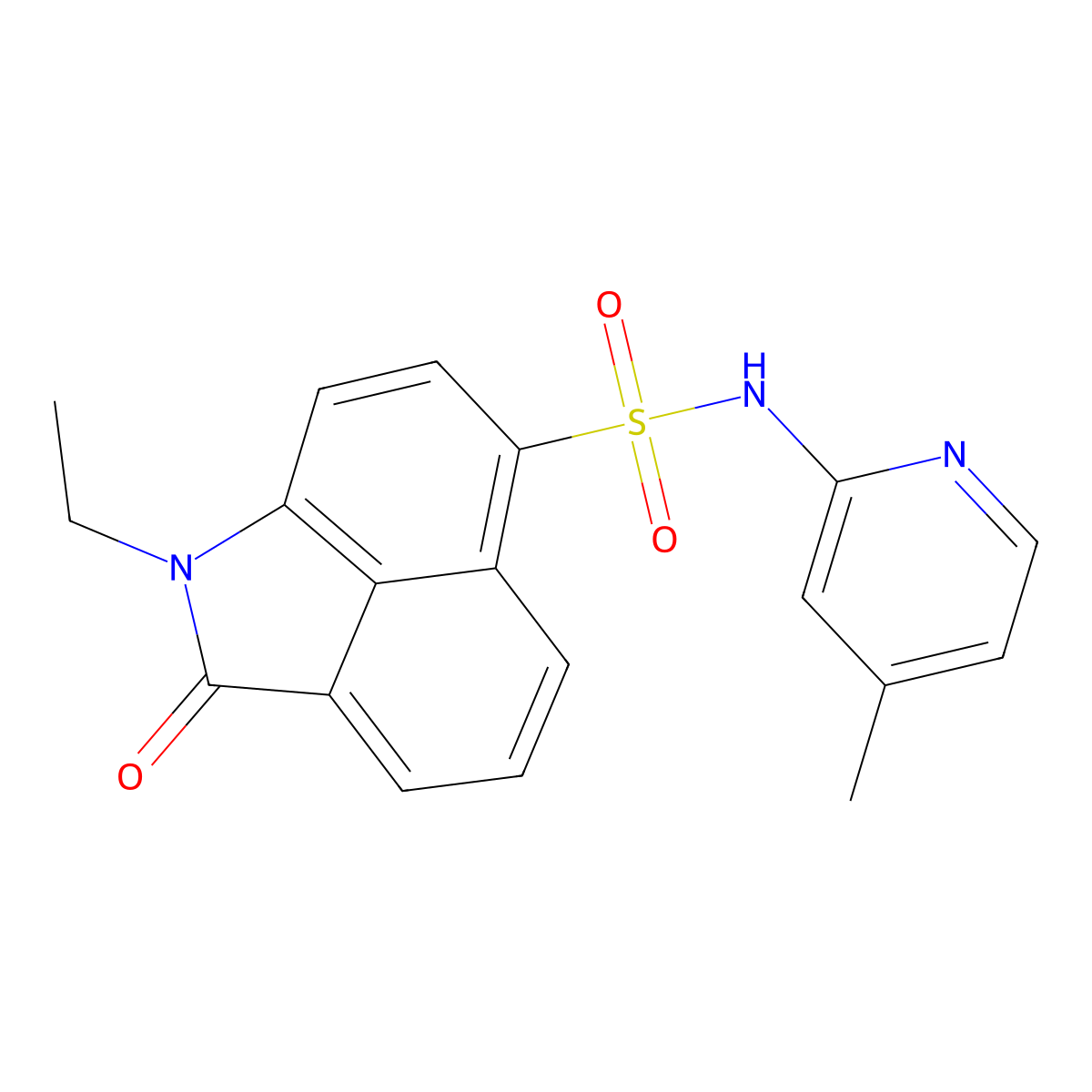 1-ethyl-N-(4-methylpyridin-2-yl)-2-oxo-1,2-dihydrobenzo[cd]indole-6-sulfonamide molecular structure, CAS 526188-48-7