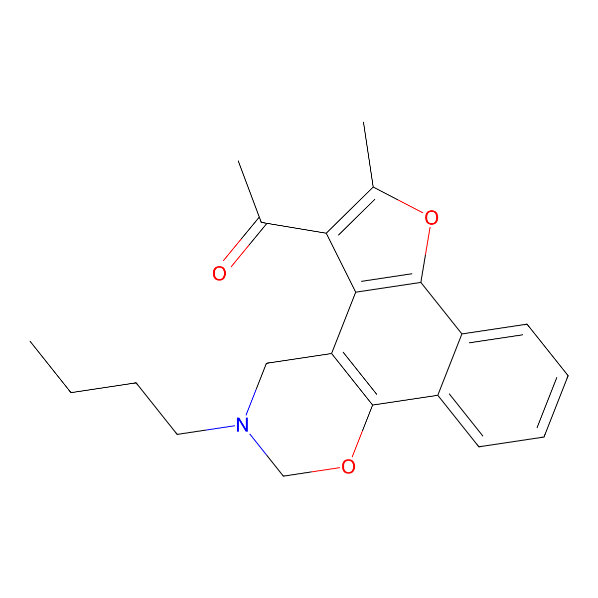 1-{9-Butyl-4-methyl-3,11-dioxa-9-azatetracyclo[11.4.0.0^{2,6}.0^{7,12}]heptadeca-1,4,6,12,14,16-hexaen-5-yl}ethan-1-one molecular structure, CAS 526188-52-3