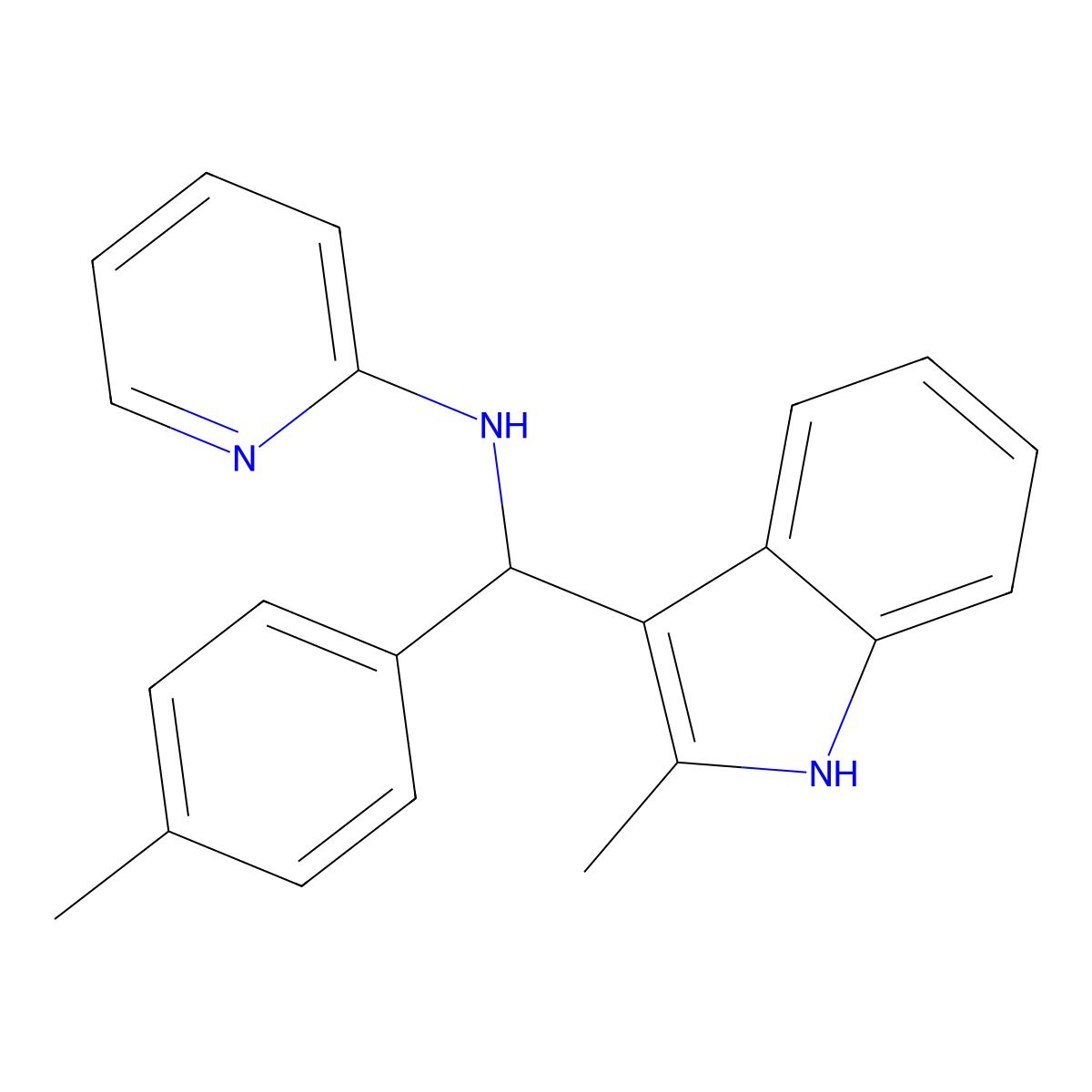 N-[(2-methyl-1H-indol-3-yl)(4-methylphenyl)methyl]pyridin-2-amine molecular structure, CAS 526188-64-7