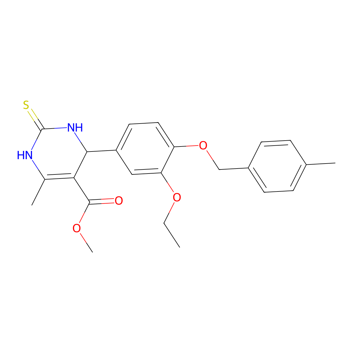 methyl 4-[3-ethoxy-4-[(4-methylphenyl)methoxy]phenyl]-6-methyl-2-sulfanylidene-3,4-dihydro-1H-pyrimidine-5-carboxylate molecular structure, CAS 526189-38-8