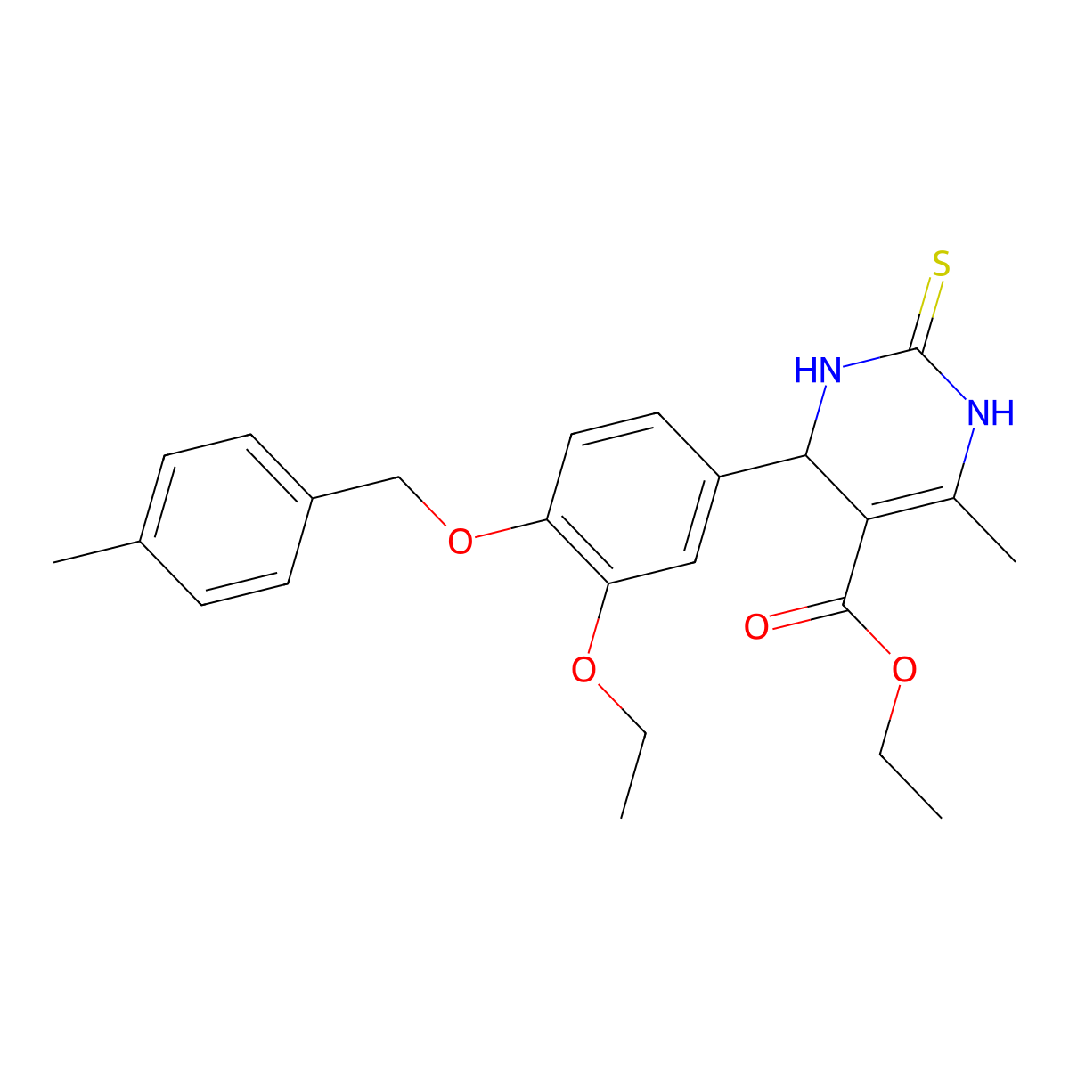 ethyl 4-[3-ethoxy-4-[(4-methylphenyl)methoxy]phenyl]-6-methyl-2-sulfanylidene-3,4-dihydro-1H-pyrimidine-5-carboxylate molecular structure, CAS 526189-40-2