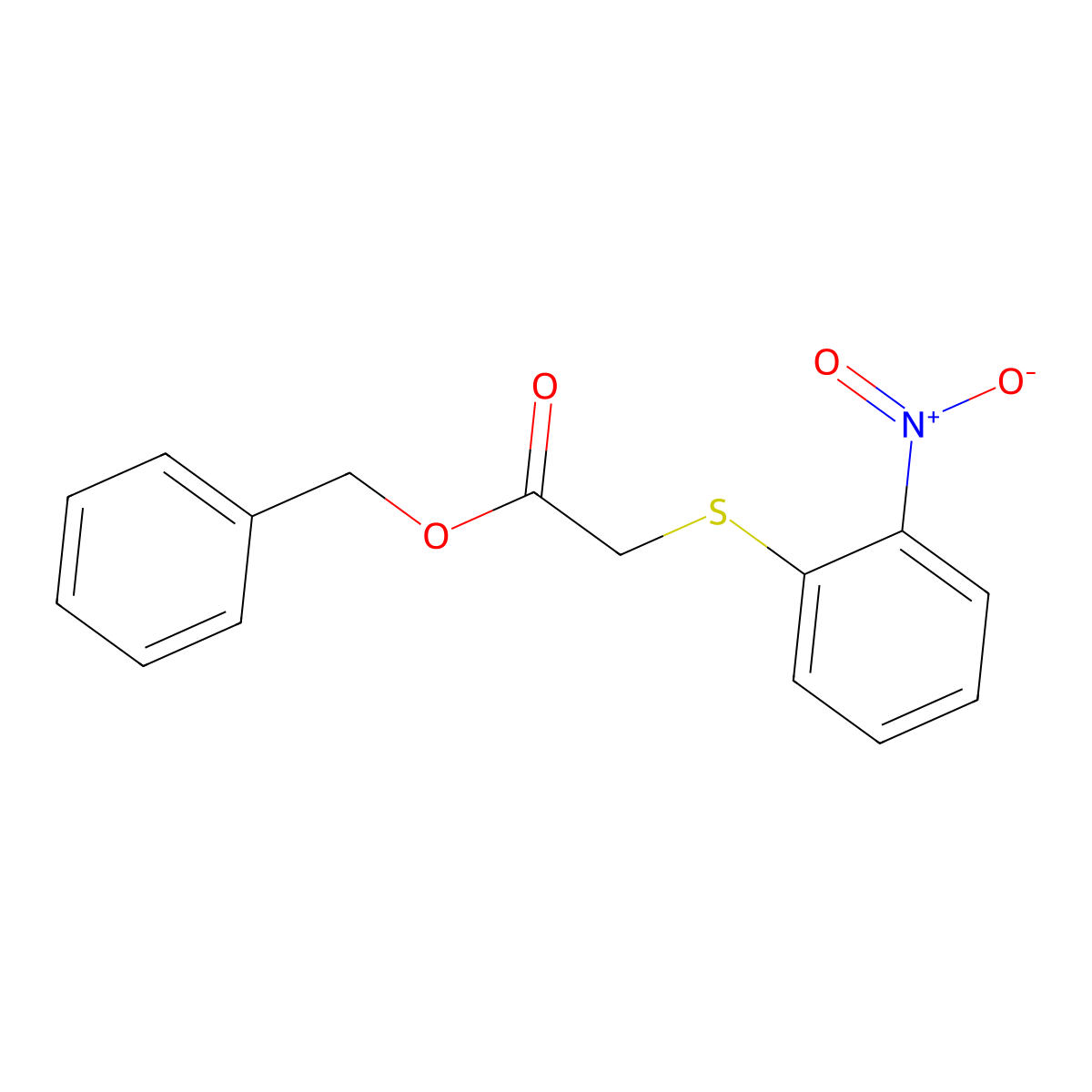 Benzyl 2-(2-nitrophenyl)sulfanylacetate molecular structure, CAS 526189-66-2