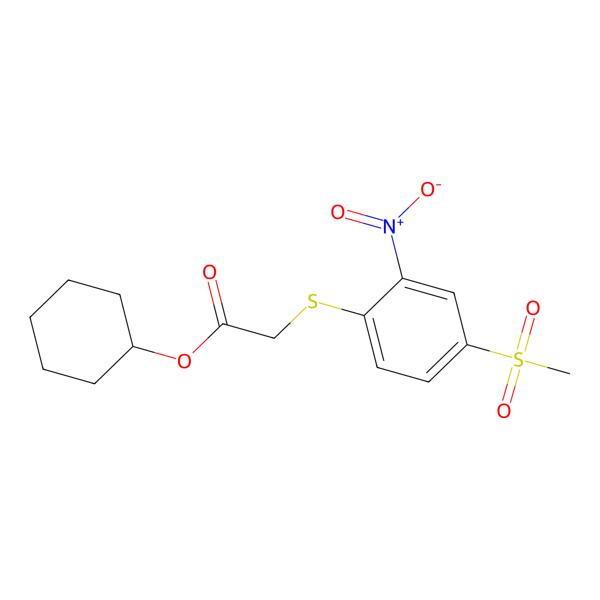 Cyclohexyl 2-[4-(methylsulfonyl)-2-nitrophenylthio]acetate molecular structure, CAS 526189-74-2