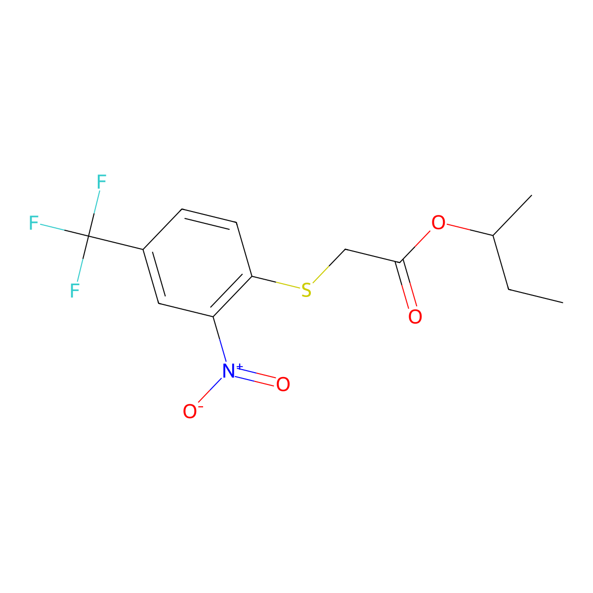 Sec-butyl {[2-nitro-4-(trifluoromethyl)phenyl]sulfanyl}acetate molecular structure, CAS 526189-78-6