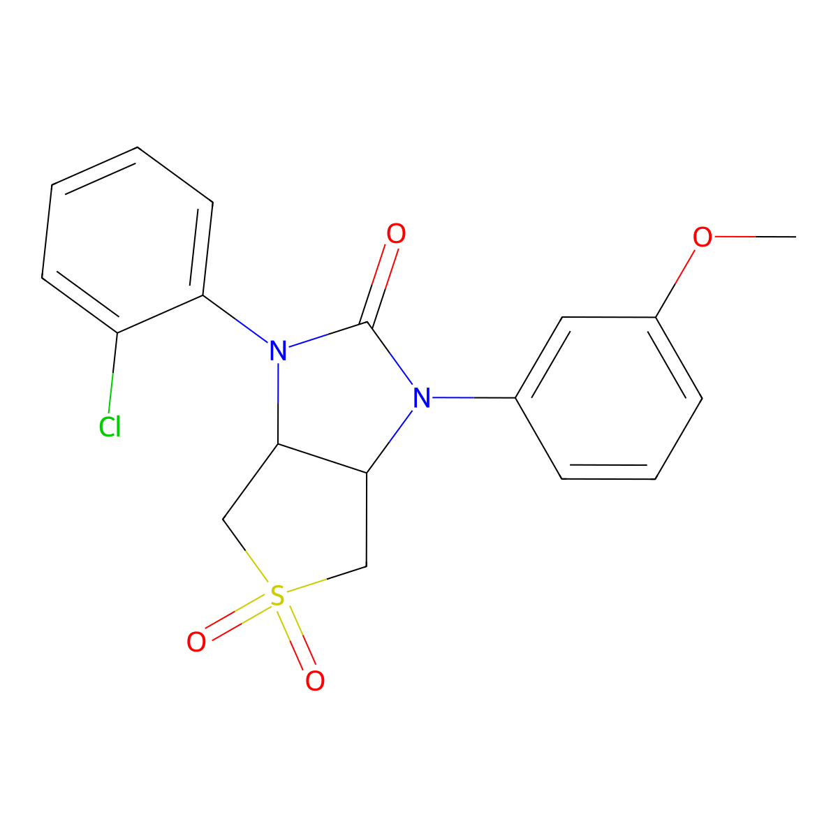 1-(2-chlorophenyl)-3-(3-methoxyphenyl)tetrahydro-1H-thieno[3,4-d]imidazol-2(3H)-one 5,5-dioxide molecular structure, CAS 526189-81-1