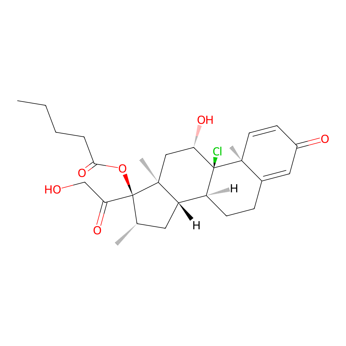 Beclomethasone valerate molecular structure, CAS 52619-18-8