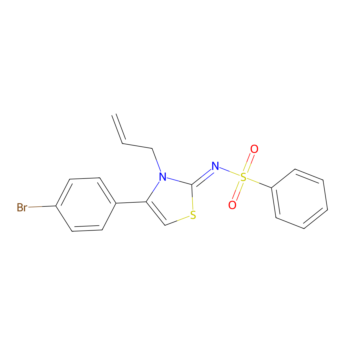 N-[4-(4-bromophenyl)-3-(prop-2-en-1-yl)-2,3-dihydro-1,3-thiazol-2-ylidene]benzenesulfonamide molecular structure, CAS 526190-10-3