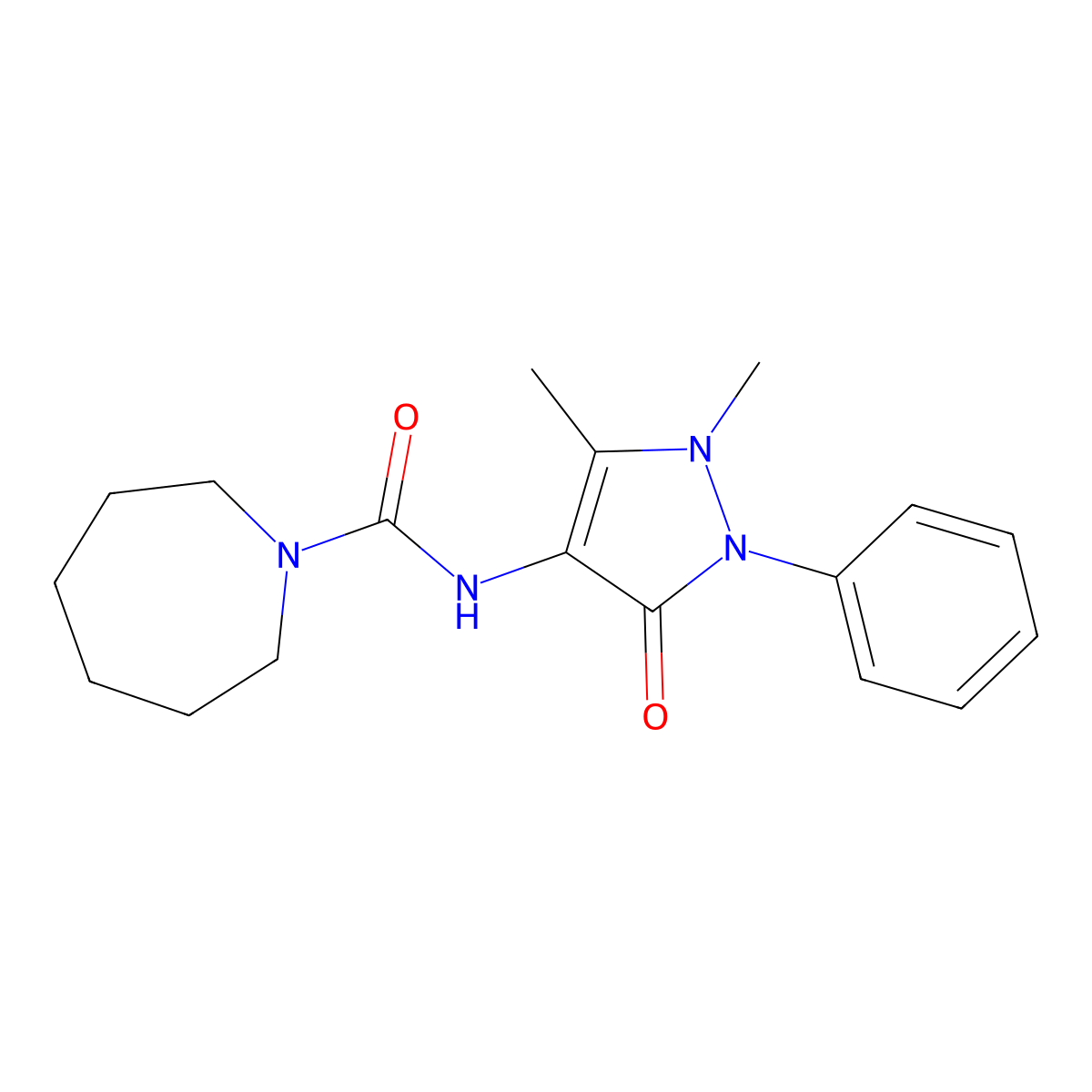 N-(1,5-dimethyl-3-oxo-2-phenyl-2,3-dihydro-1H-pyrazol-4-yl)azepane-1-carboxamide molecular structure, CAS 526190-58-9