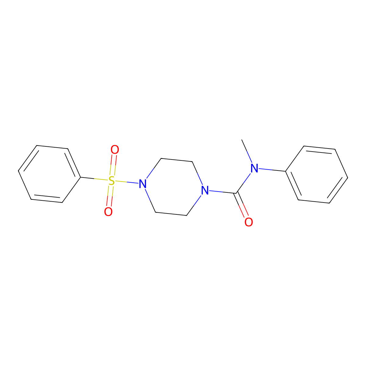 4-(benzenesulfonyl)-N-methyl-N-phenyl-1-piperazinecarboxamide molecular structure, CAS 526190-60-3