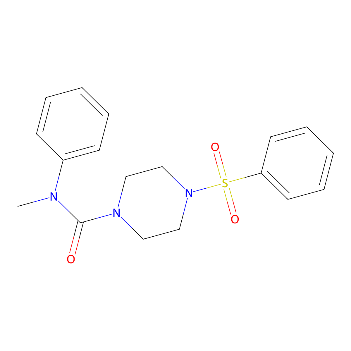 4-(benzenesulfonyl)-N-methyl-N-phenyl-1-piperazinecarboxamide molecular structure, CAS 526190-60-3