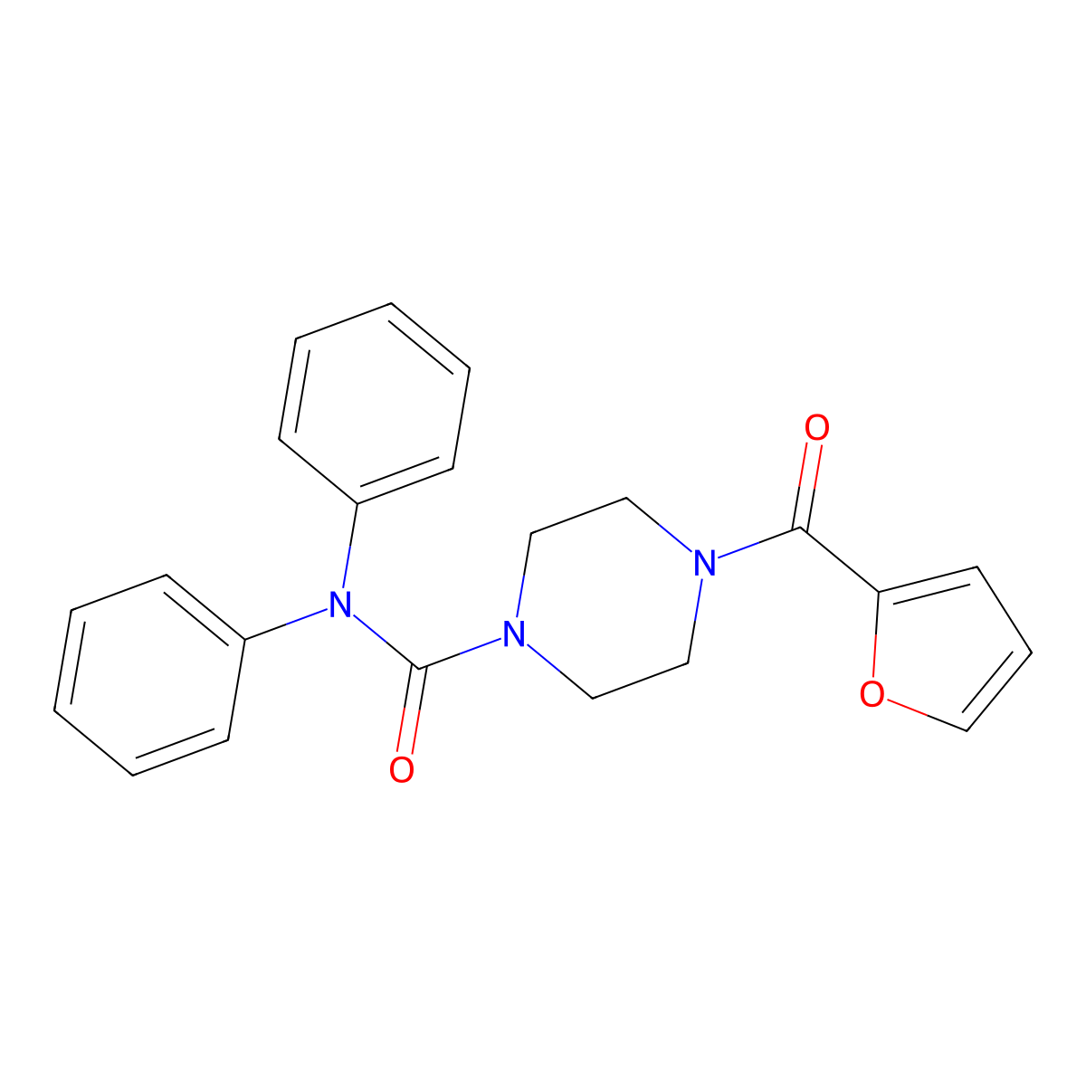 4-(furan-2-carbonyl)-N,N-diphenylpiperazine-1-carboxamide molecular structure, CAS 526190-65-8