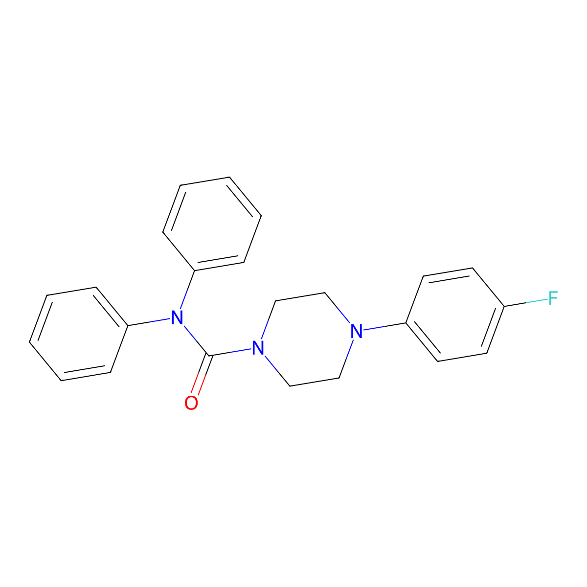 4-(4-fluorophenyl)-N,N-diphenylpiperazine-1-carboxamide molecular structure, CAS 526190-67-0