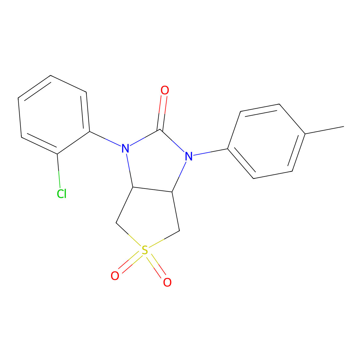 1-(2-chlorophenyl)-3-(p-tolyl)tetrahydro-1H-thieno[3,4-d]imidazol-2(3H)-one 5,5-dioxide molecular structure, CAS 526190-69-2