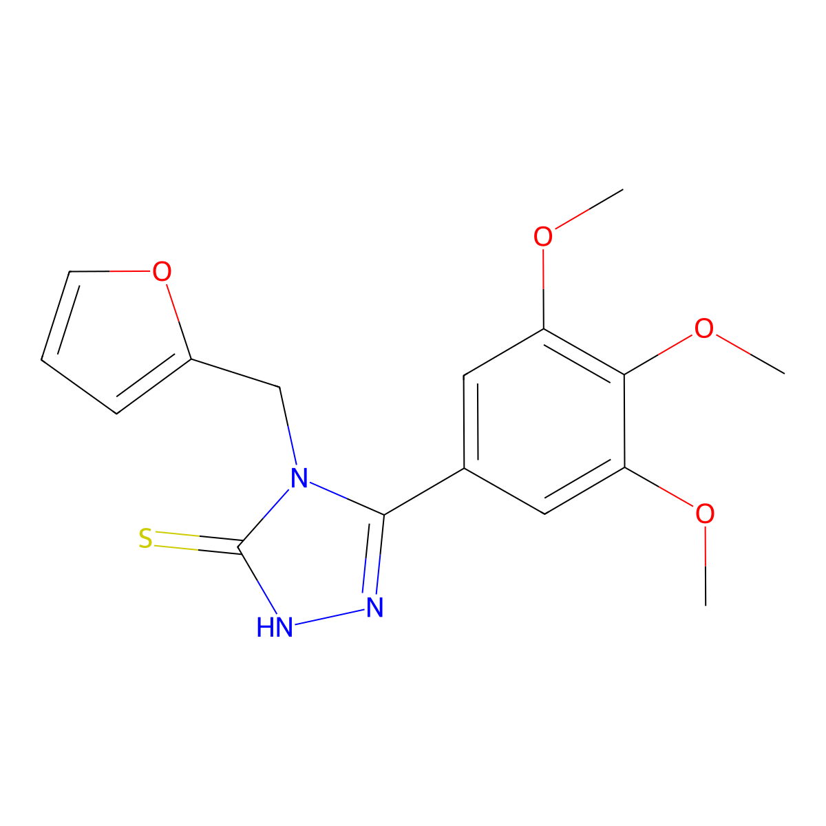 4-(furan-2-ylmethyl)-5-(3,4,5-trimethoxyphenyl)-4H-1,2,4-triazole-3-thiol molecular structure, CAS 526192-76-7