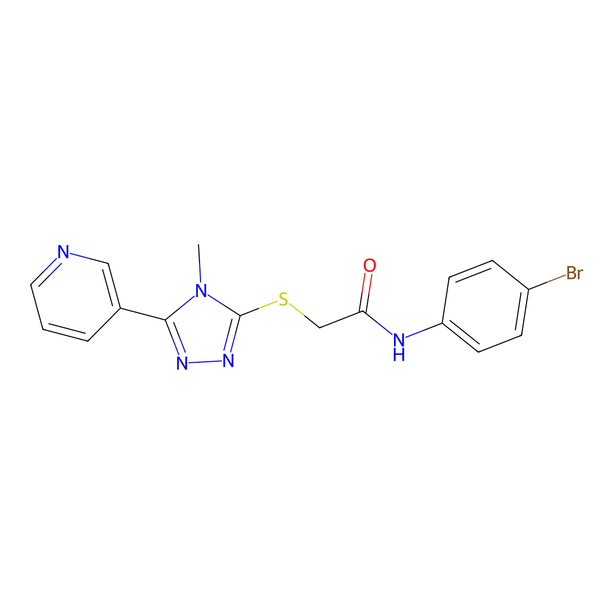 N-(4-bromophenyl)-2-{[4-methyl-5-(pyridin-3-yl)-4H-1,2,4-triazol-3-yl]sulfanyl}acetamide molecular structure, CAS 526192-78-9