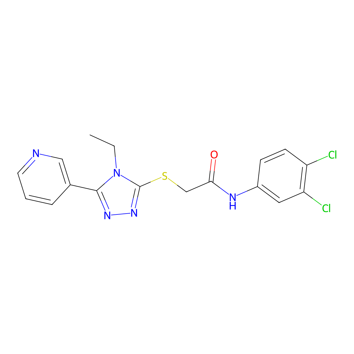 N-(3,4-Dichlorophenyl)-2-{[4-ethyl-5-(3-pyridinyl)-4H-1,2,4-triazol-3-YL]sulfanyl}acetamide molecular structure, CAS 526192-91-6