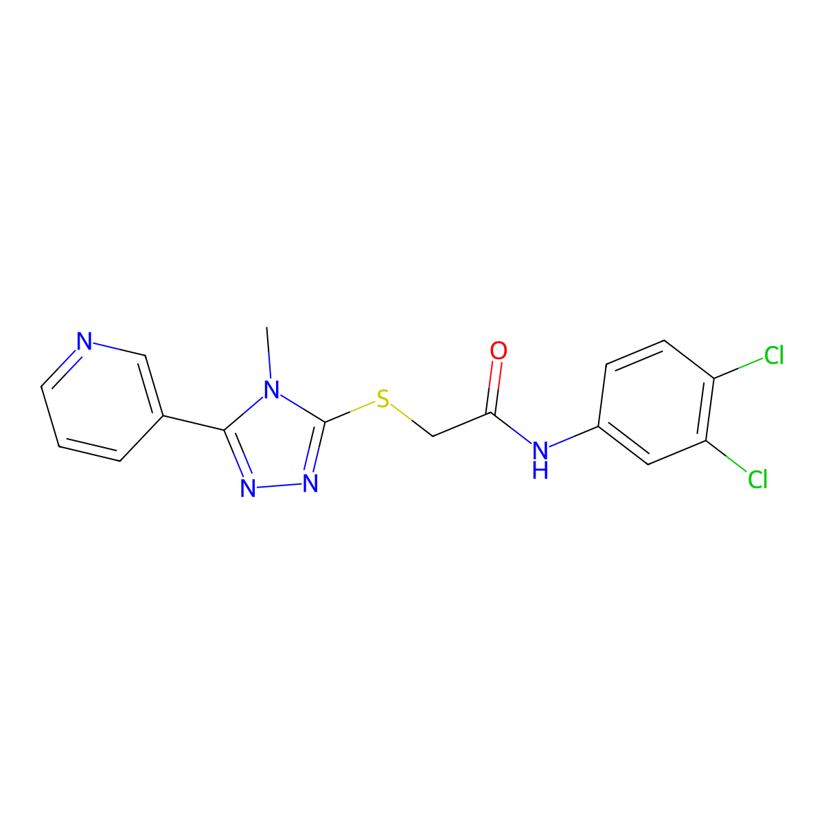 N-(3,4-dichlorophenyl)-2-{[4-methyl-5-(pyridin-3-yl)-4H-1,2,4-triazol-3-yl]sulfanyl}acetamide molecular structure, CAS 526192-92-7