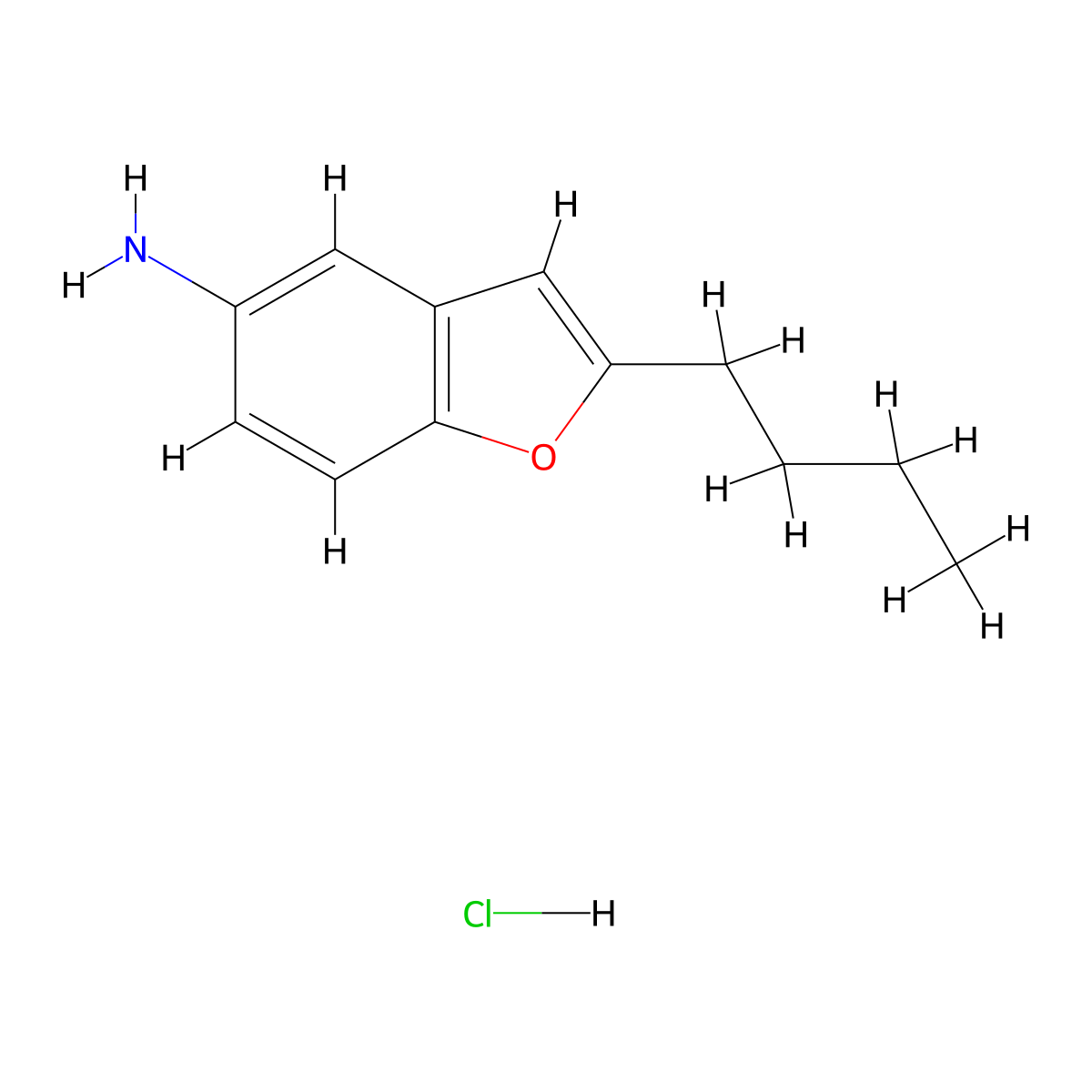 2-butylbenzofuran-5-amine Hydrochloride molecular structure, CAS 526196-90-7
