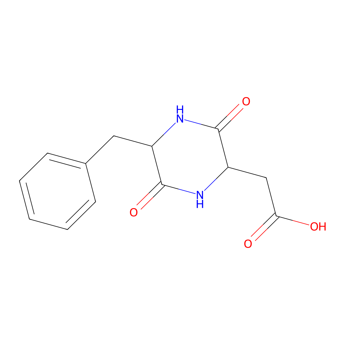 (2S,5S)-3,6-Dioxo-5-(phenylmethyl)-2-piperazineacetic acid molecular structure, CAS 5262-10-2