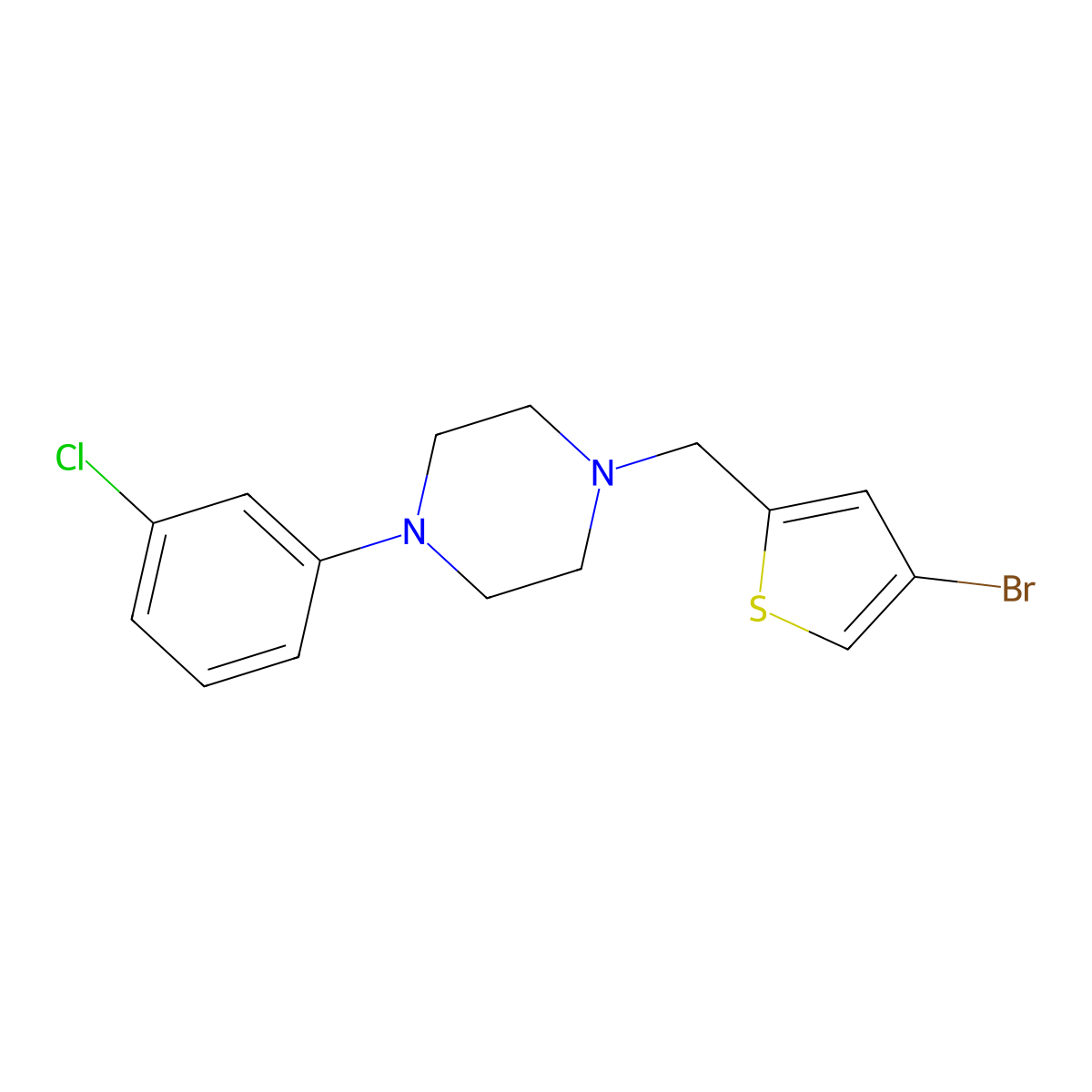 1-[(4-Bromothiophen-2-yl)methyl]-4-(3-chlorophenyl)piperazine molecular structure, CAS 5262-21-5