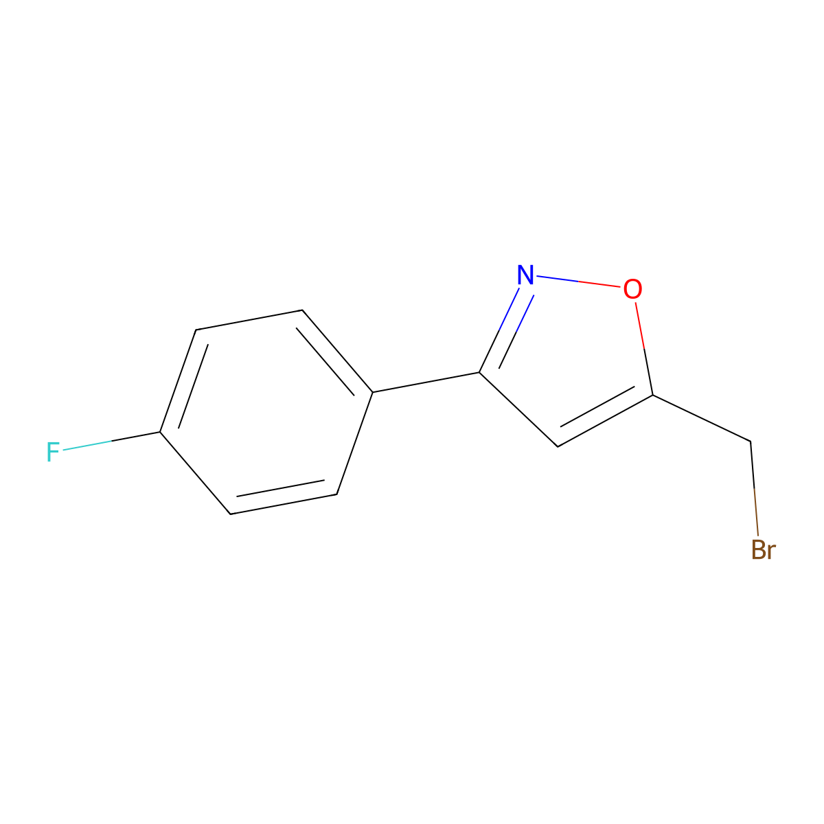 5-(Bromomethyl)-3-(4-fluorophenyl)-1,2-oxazole molecular structure, CAS 5262-25-9