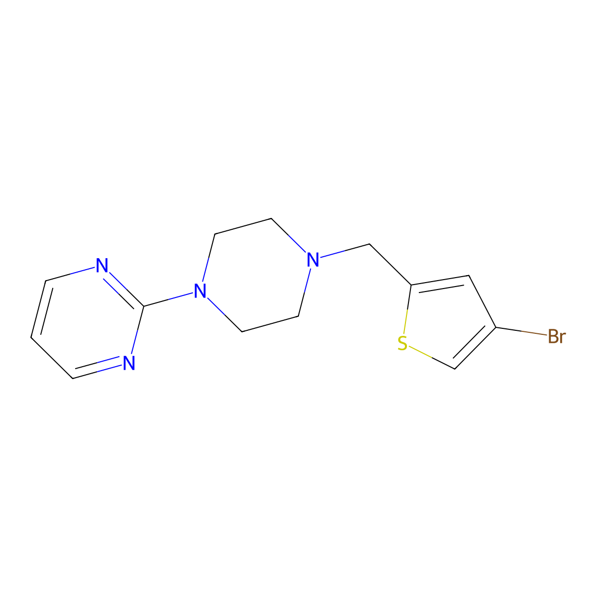 2-[4-[(4-Bromothiophen-2-yl)methyl]piperazin-1-yl]pyrimidine molecular structure, CAS 5262-28-2