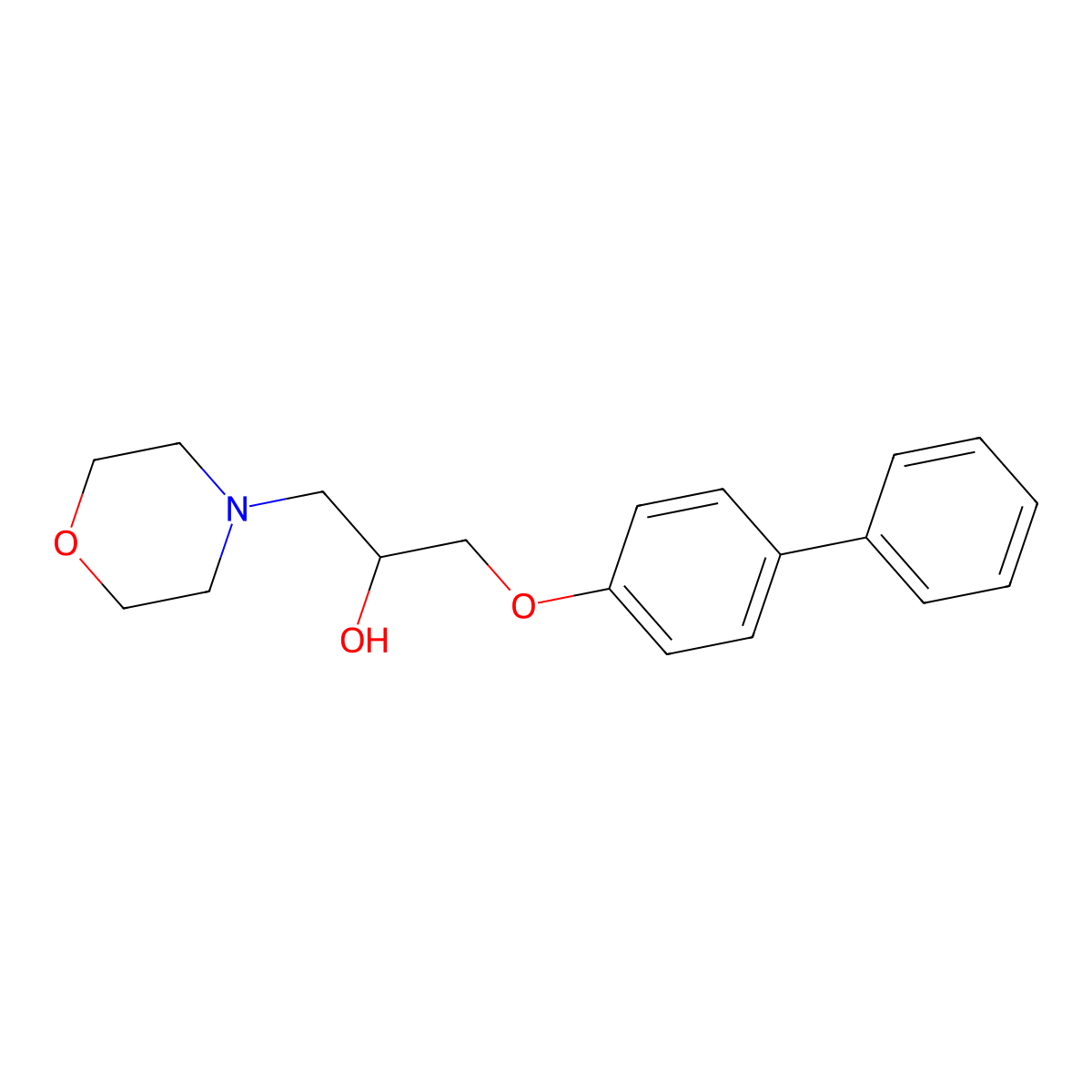 1-Morpholin-4-yl-3-(4-phenylphenoxy)propan-2-ol molecular structure, CAS 5262-74-8
