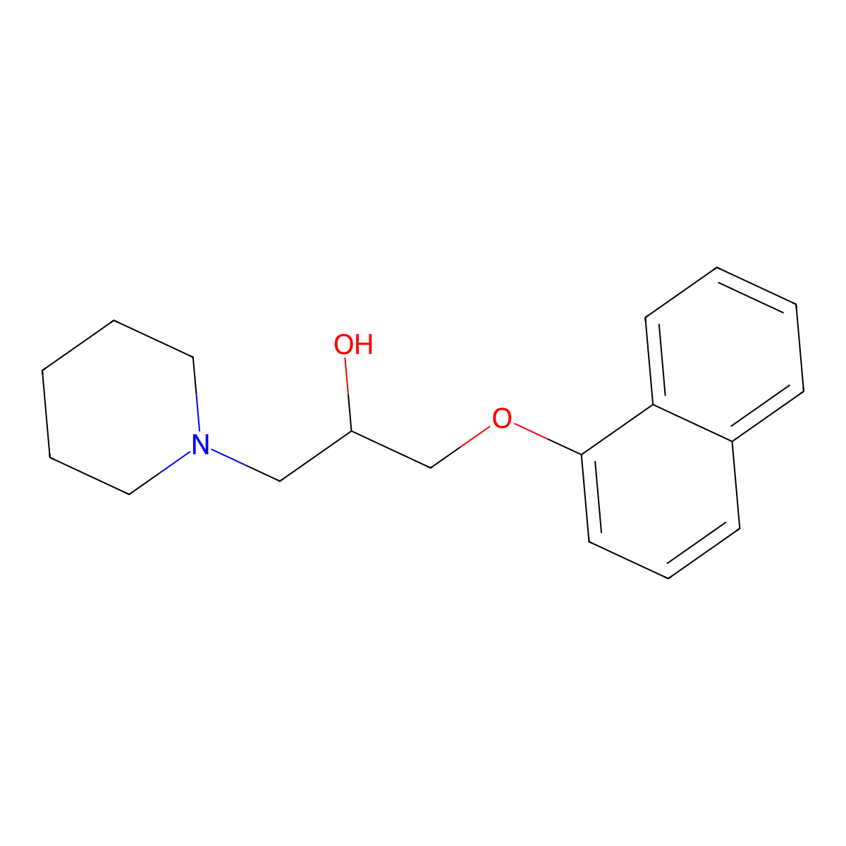 1-Piperidineethanol, alpha-((1-naphthalenyloxy)methyl)- molecular structure, CAS 5262-84-0