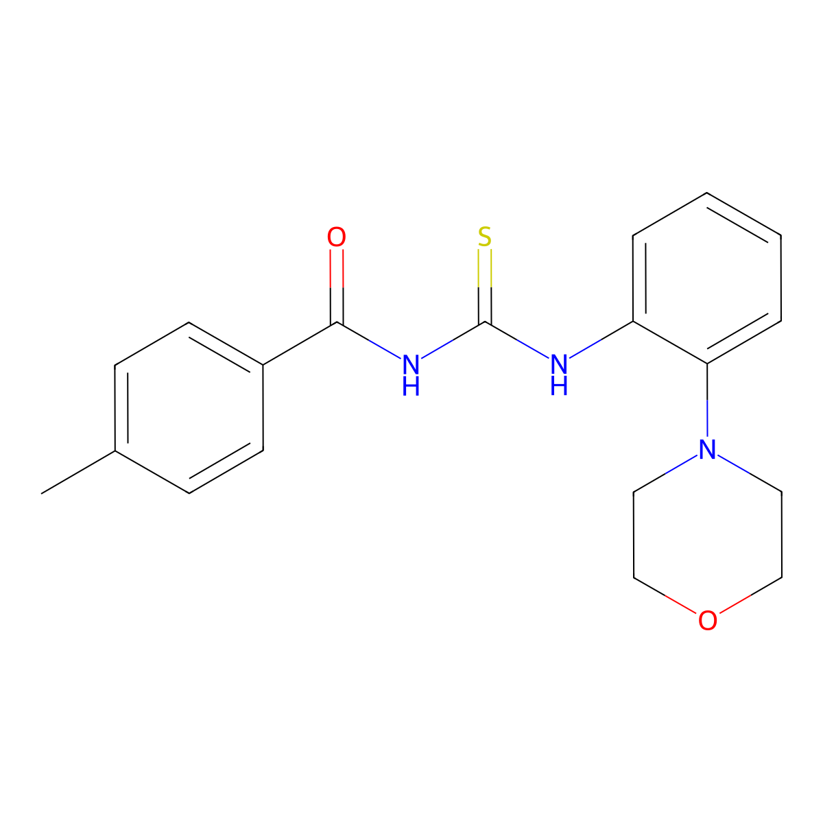 4-methyl-N-[(2-morpholin-4-ylphenyl)carbamothioyl]benzamide molecular structure, CAS 526205-07-2
