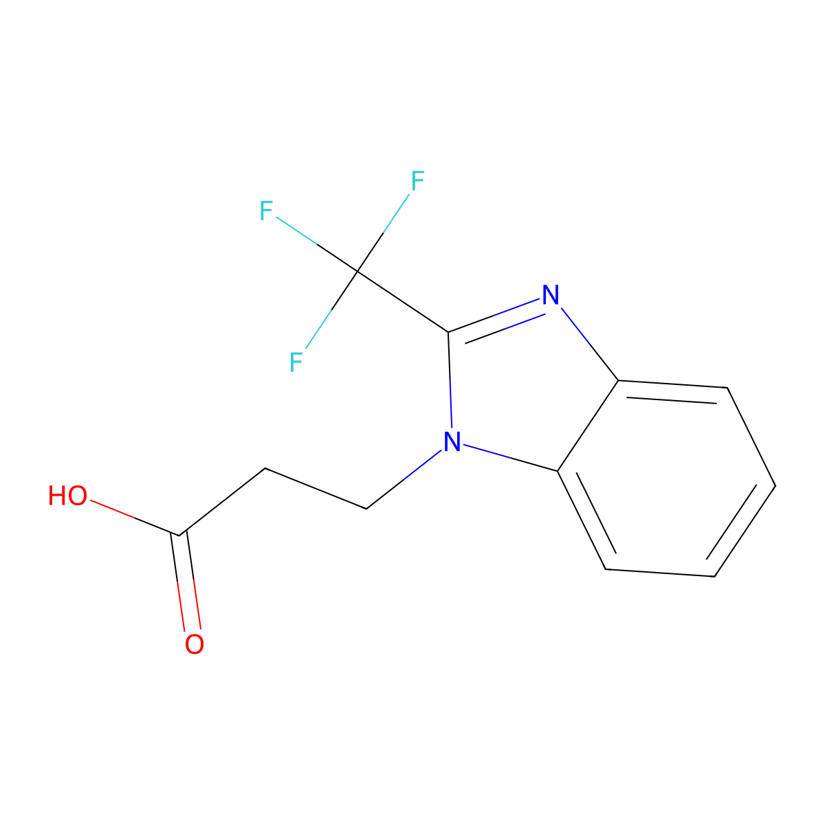 3-(2-Trifluoromethyl-benzoimidazol-1-yl)-propionic acid molecular structure, CAS 526205-52-7