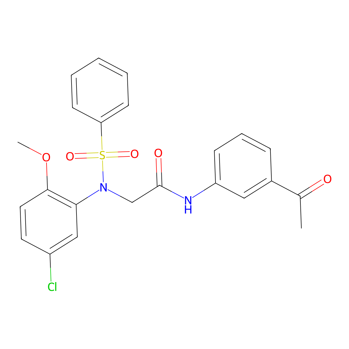 N-(3-acetylphenyl)-2-[N-(benzenesulfonyl)-5-chloro-2-methoxyanilino]acetamide molecular structure, CAS 526205-60-7