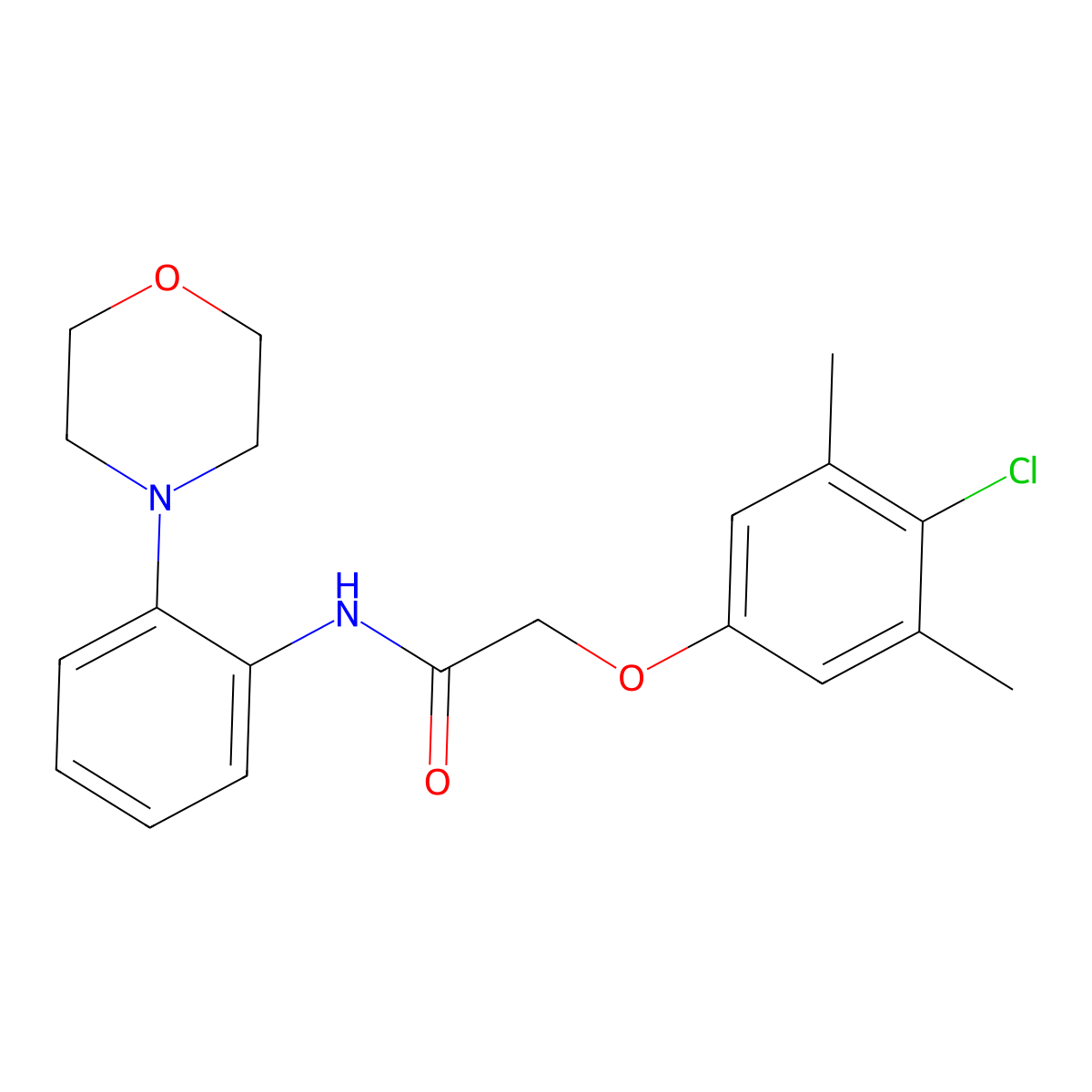 2-(4-chloro-3,5-dimethylphenoxy)-N-[2-(4-morpholinyl)phenyl]acetamide molecular structure, CAS 526206-44-0