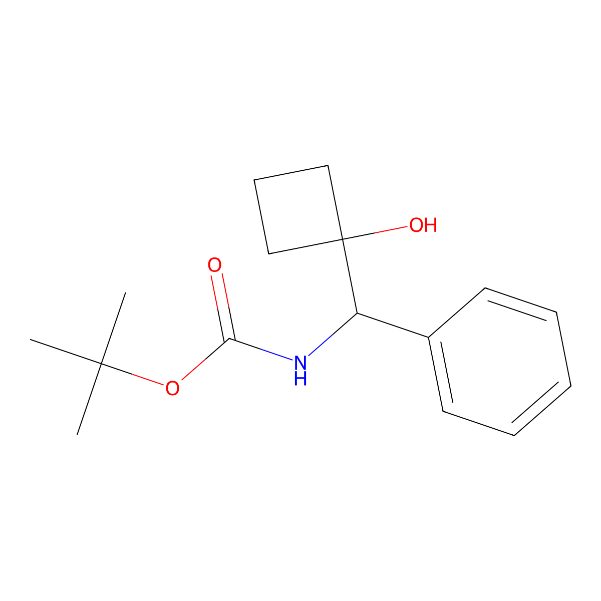 tert-butyl N-[(1-hydroxycyclobutyl)(phenyl)methyl]carbamate molecular structure, CAS 526217-38-9