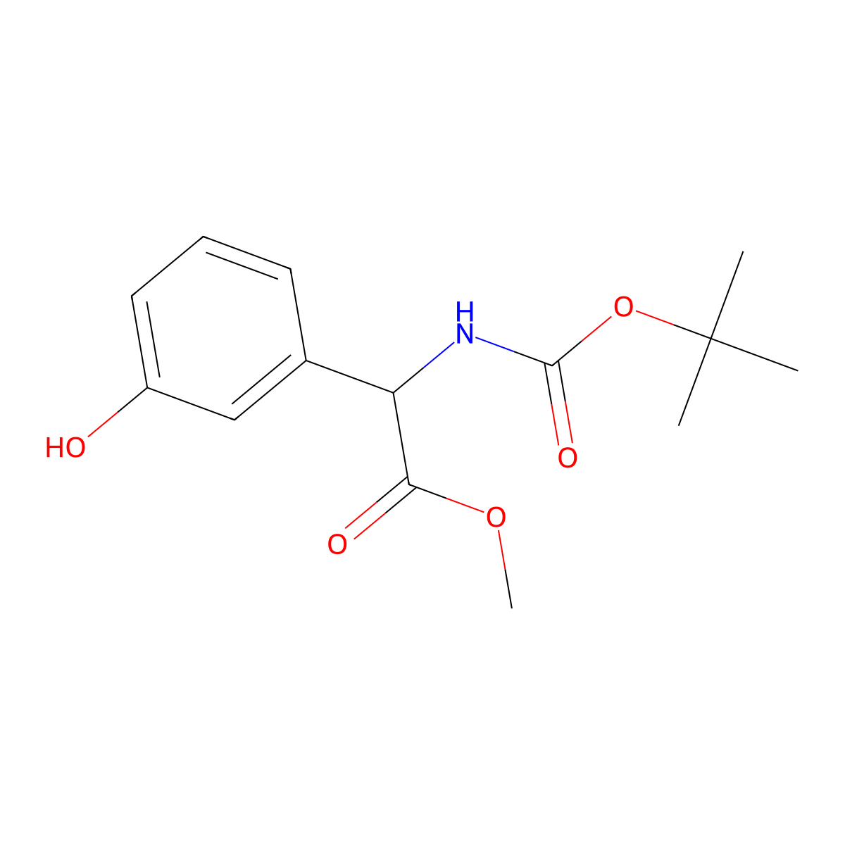 Methyl 2-{[(tert-butoxy)carbonyl]amino}-2-(3-hydroxyphenyl)acetate molecular structure, CAS 526217-60-7