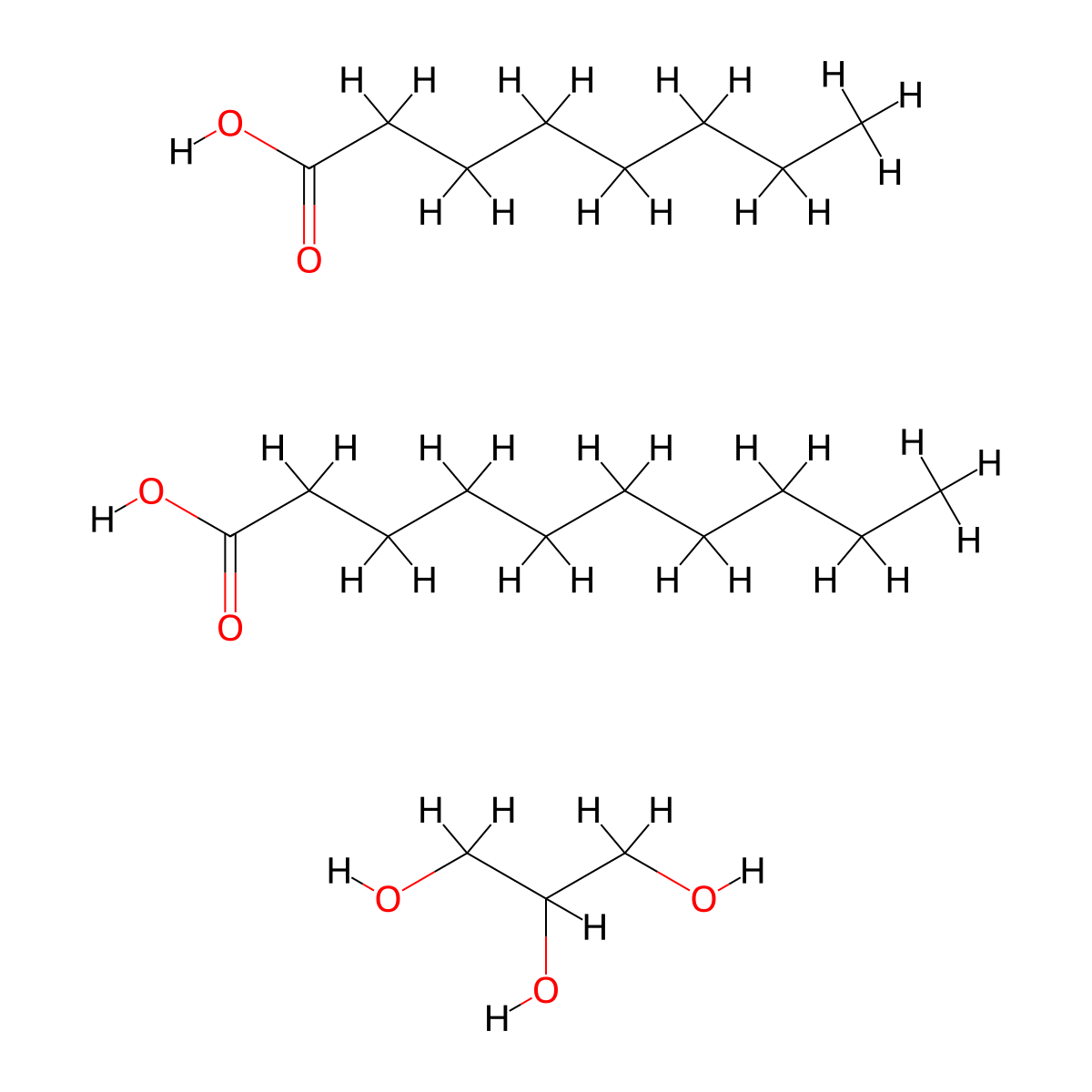 Glycerides, C8-10 molecular structure, CAS 52622-27-2