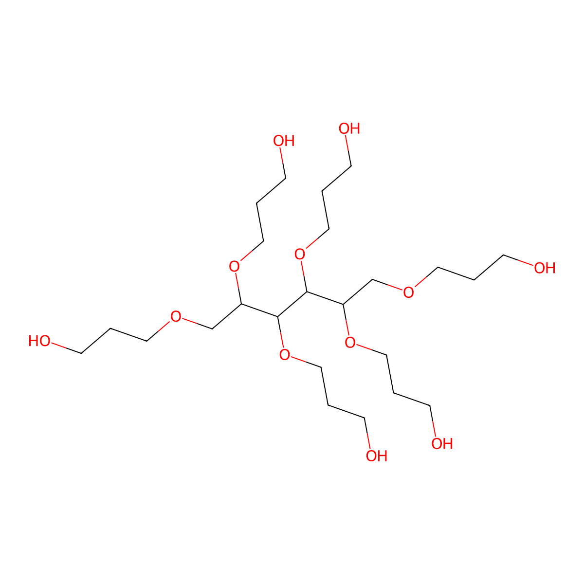 1,2,3,4,5,6-hexakis-O-(3-hydroxypropyl)hexitol molecular structure, CAS 52625-13-5