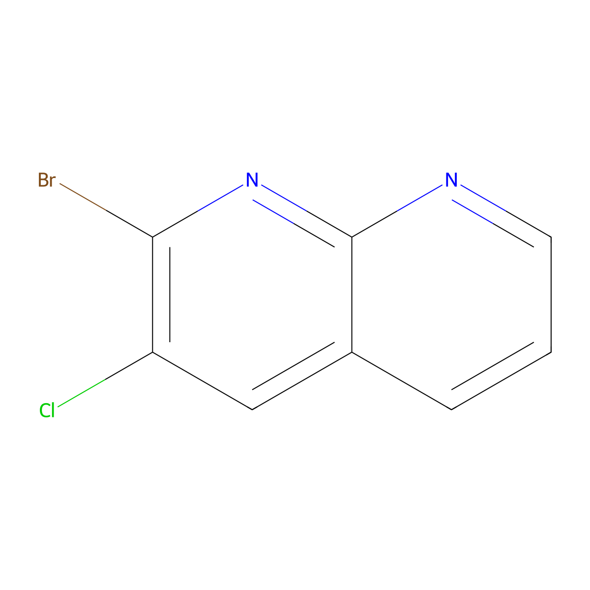 2-Bromo-3-chloro-1,8-naphthyridine molecular structure, CAS 52626-32-1