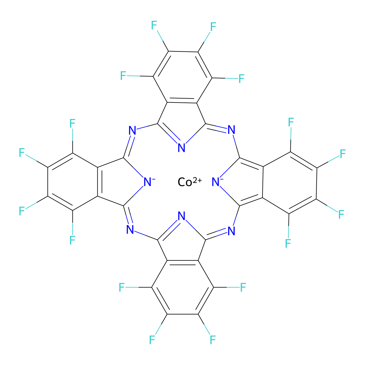 Cobalt(II) 1,2,3,4,8,9,10,11,15,16,17,18,22,23,24,25-hexadecafluoro-29H,31H-phthalocyanine molecular structure, CAS 52629-20-6