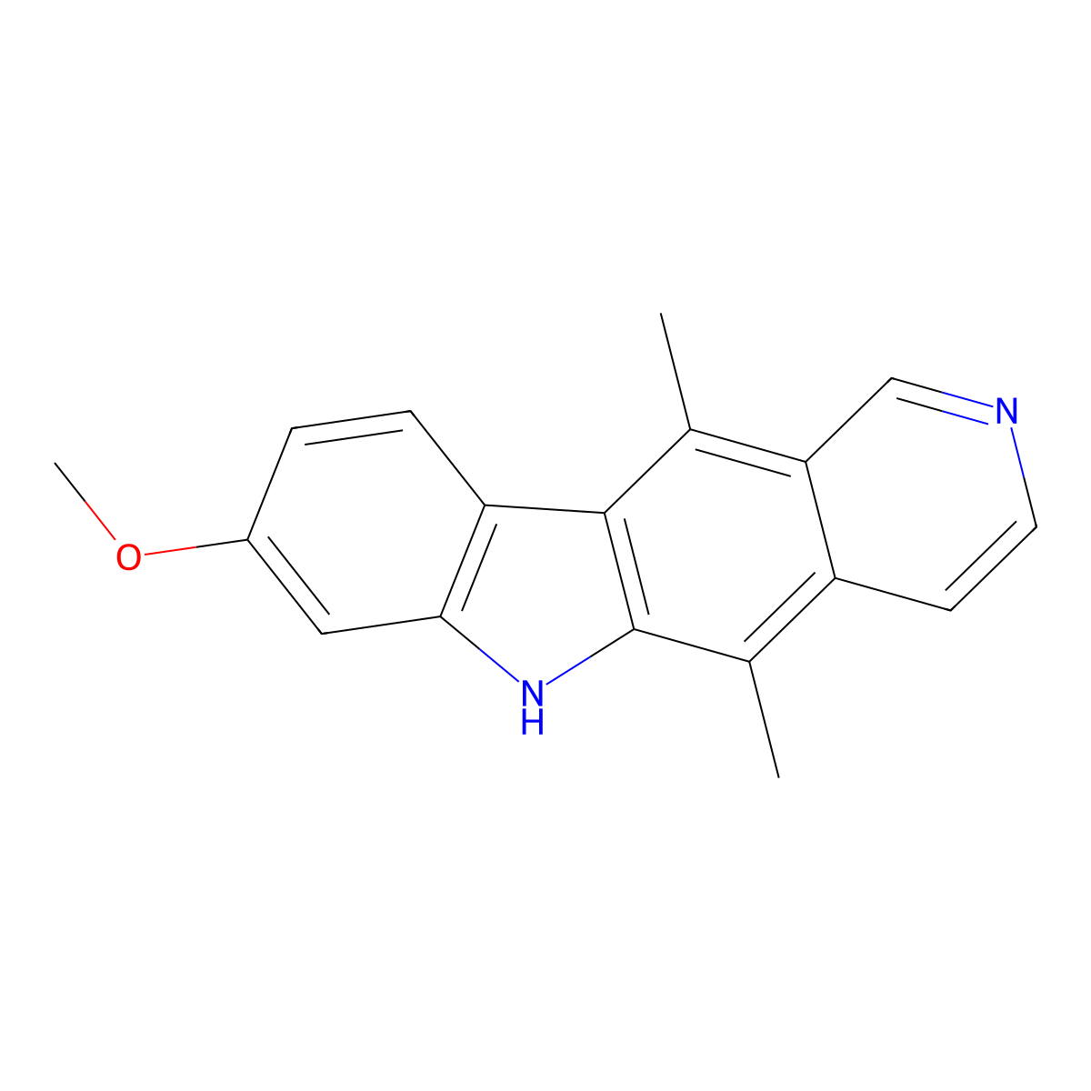6H-Pyrido(4,3-b)carbazole, 8-methoxy-5,11-dimethyl- molecular structure, CAS 5263-05-8
