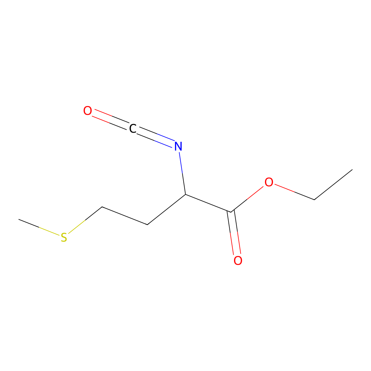 Ethyl 2-isocyanato-4-(methylthio)butyrate molecular structure, CAS 52632-06-1