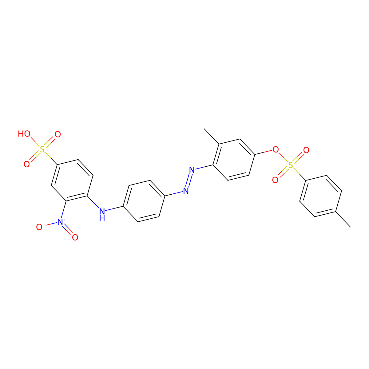 Benzenesulfonic acid, 4-[[4-[[2-methyl-4-[[(4-methylphenyl)sulfonyl]oxy]phenyl]azo]phenyl]amino]-3-nitro- molecular structure, CAS 52636-61-0
