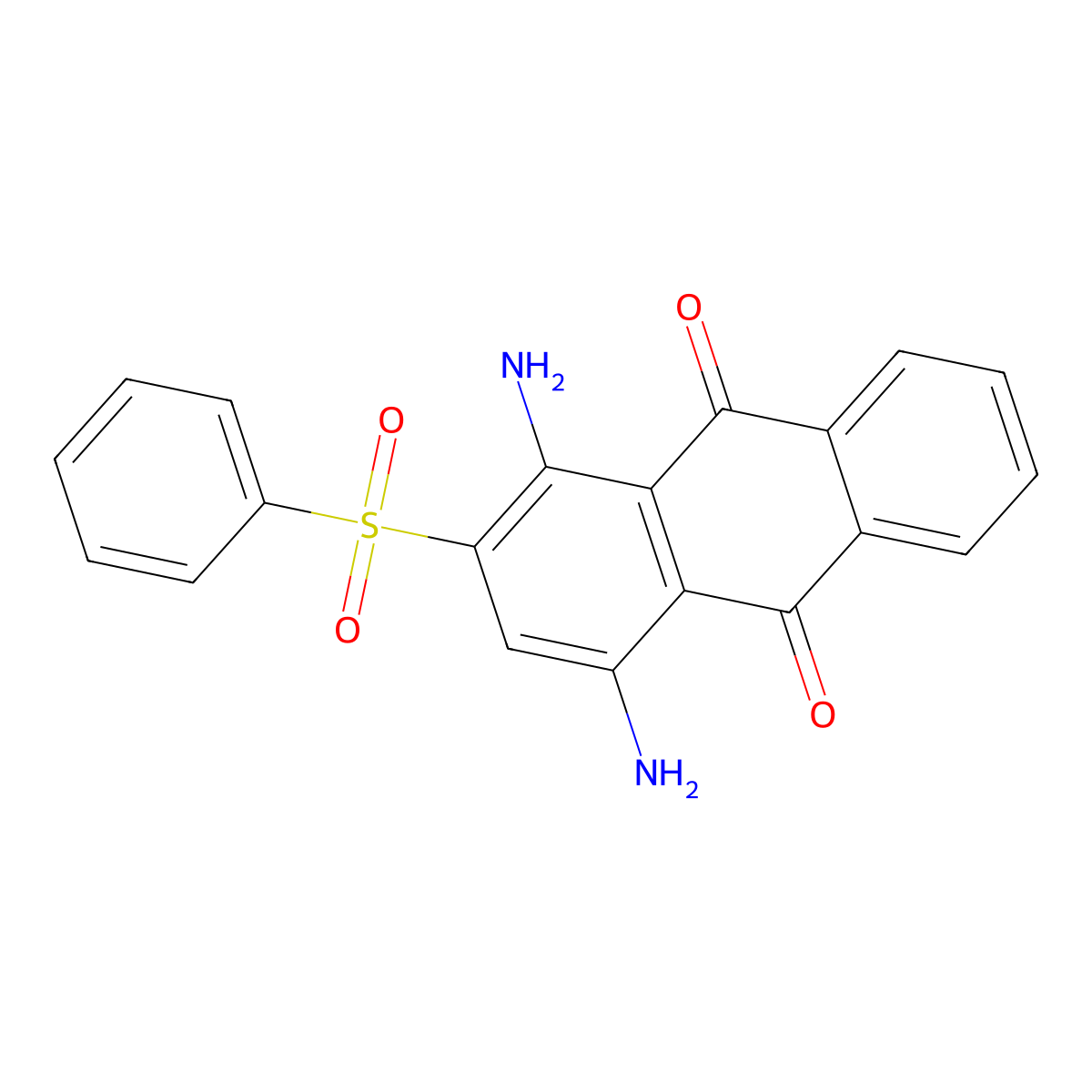 9,10-Anthracenedione, 1,4-diamino-2-(phenylsulfonyl)- molecular structure, CAS 5264-55-1