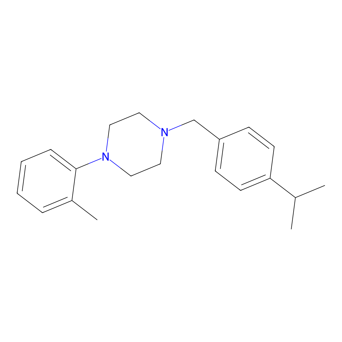 1-(2-Methylphenyl)-4-[(4-propan-2-ylphenyl)methyl]piperazine molecular structure, CAS 5264-68-6