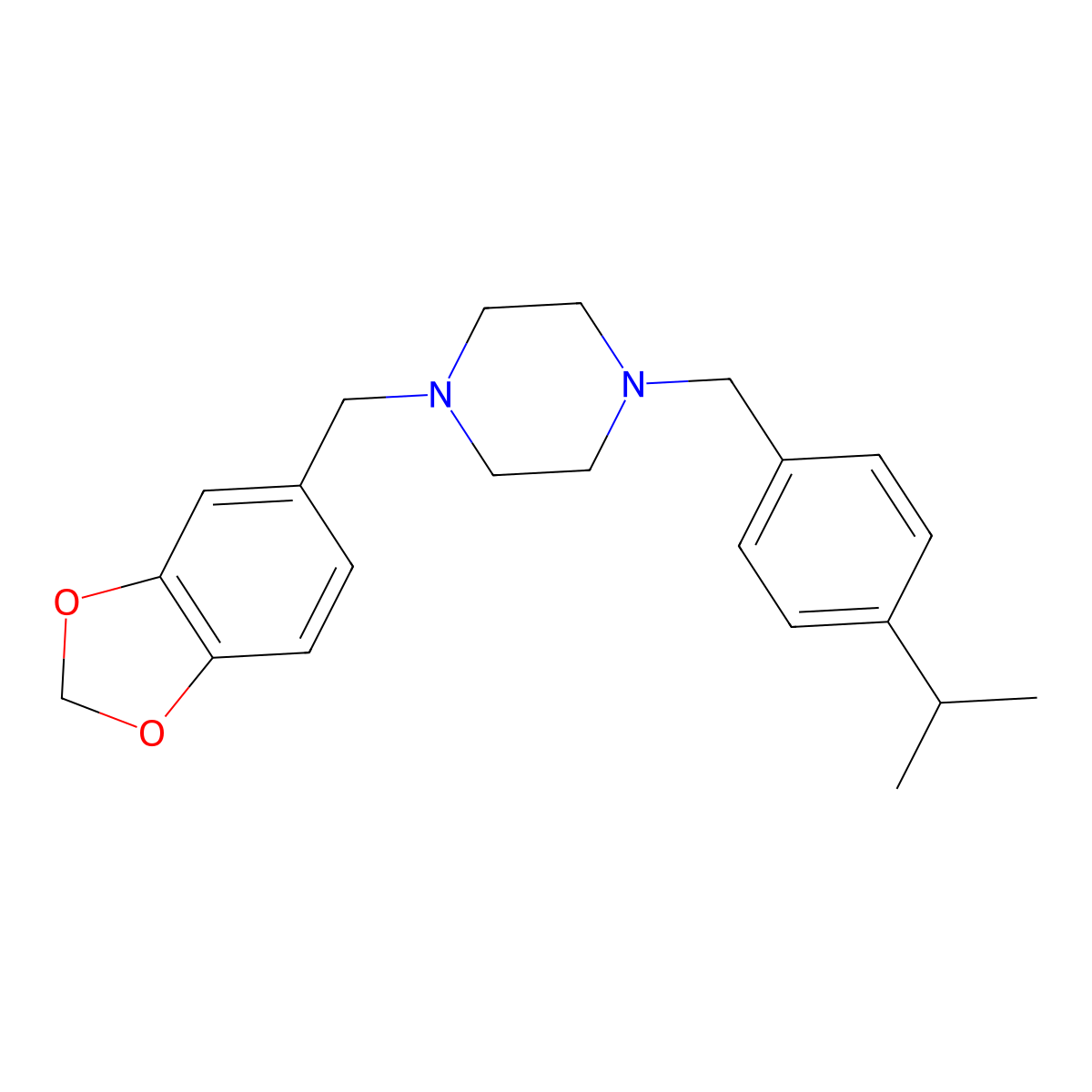 1-(1,3-Benzodioxol-5-ylmethyl)-4-[(4-propan-2-ylphenyl)methyl]piperazine molecular structure, CAS 5264-98-2