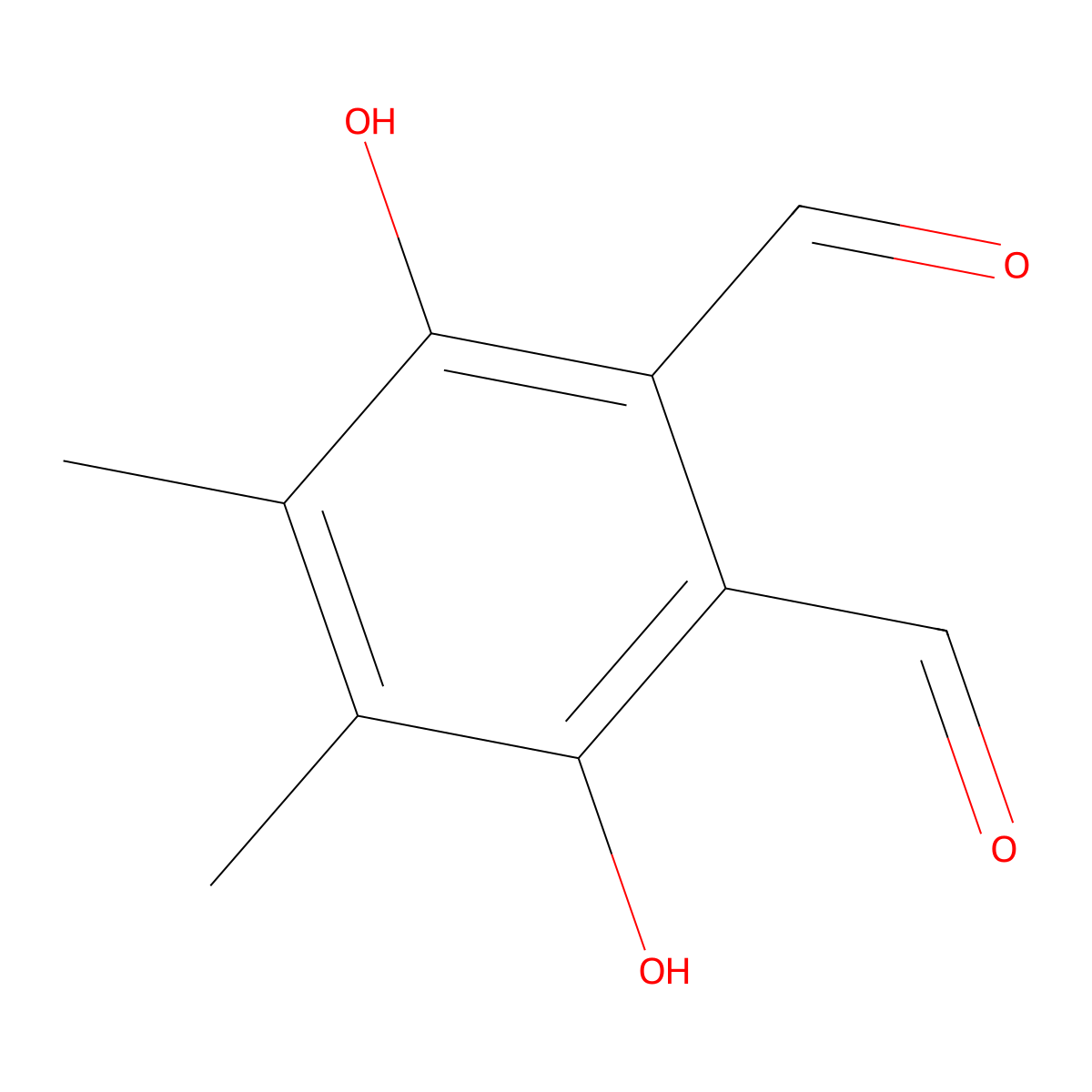 3,6-Dihydroxy-4,5-dimethylphthalaldehyde molecular structure, CAS 52643-54-6