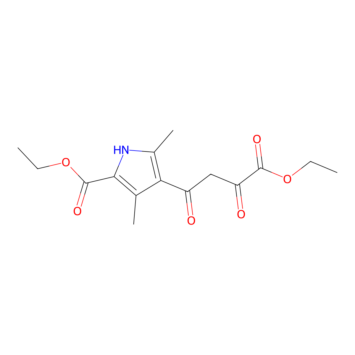 ethyl 4-(4-ethoxy-3,4-dioxobutanoyl)-3,5-dimethyl-1H-pyrrole-2-carboxylate molecular structure, CAS 52648-83-6