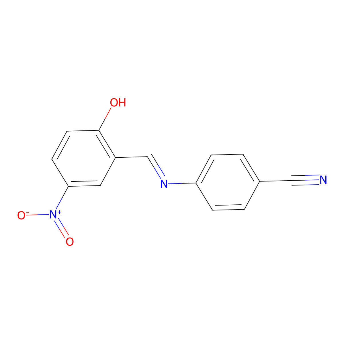 4-((2-Hydroxy-5-nitro-benzylidene)-amino)-benzonitrile molecular structure, CAS 5265-04-3