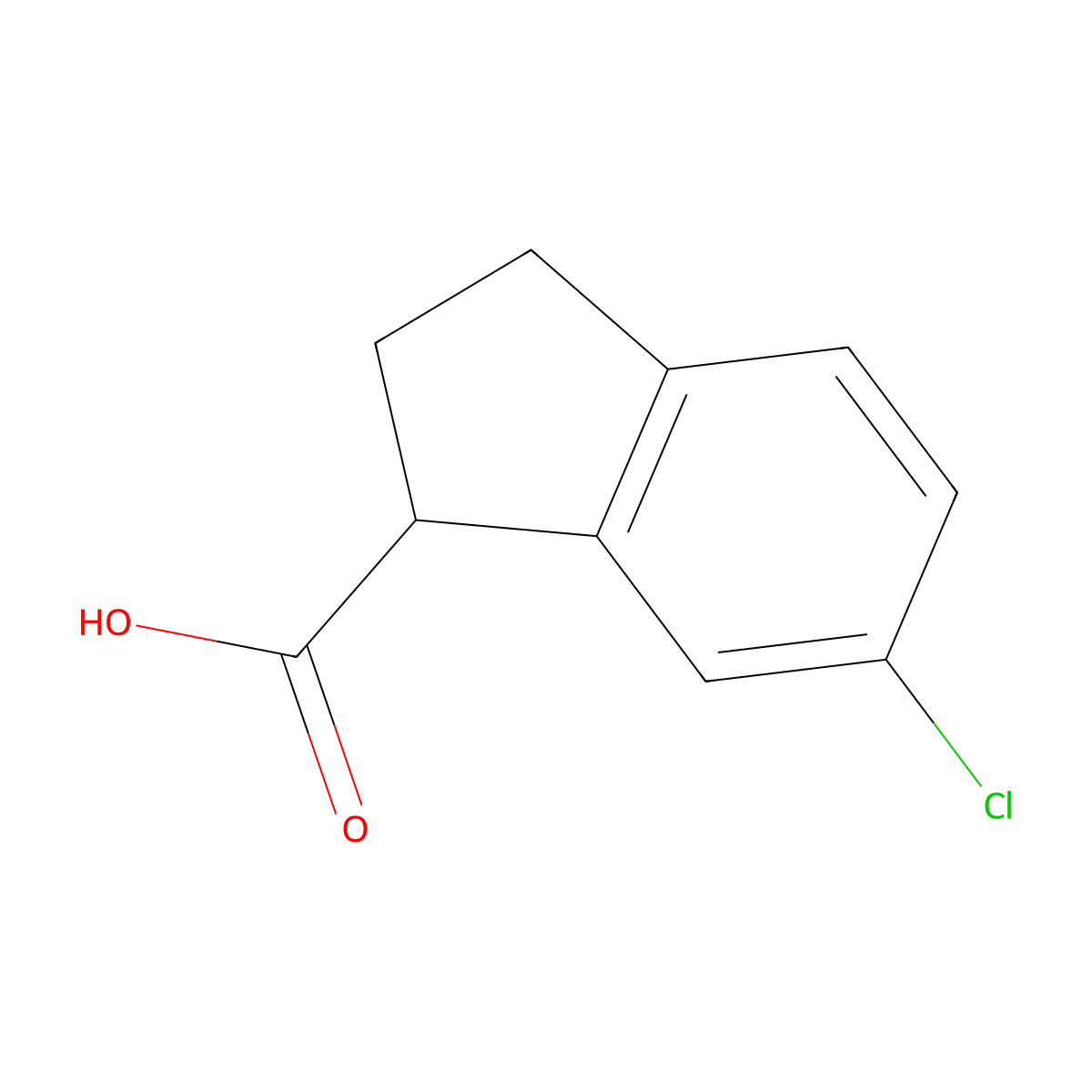 6-chloro-2,3-dihydro-1H-indene-1-carboxylic acid molecular structure, CAS 52651-15-7