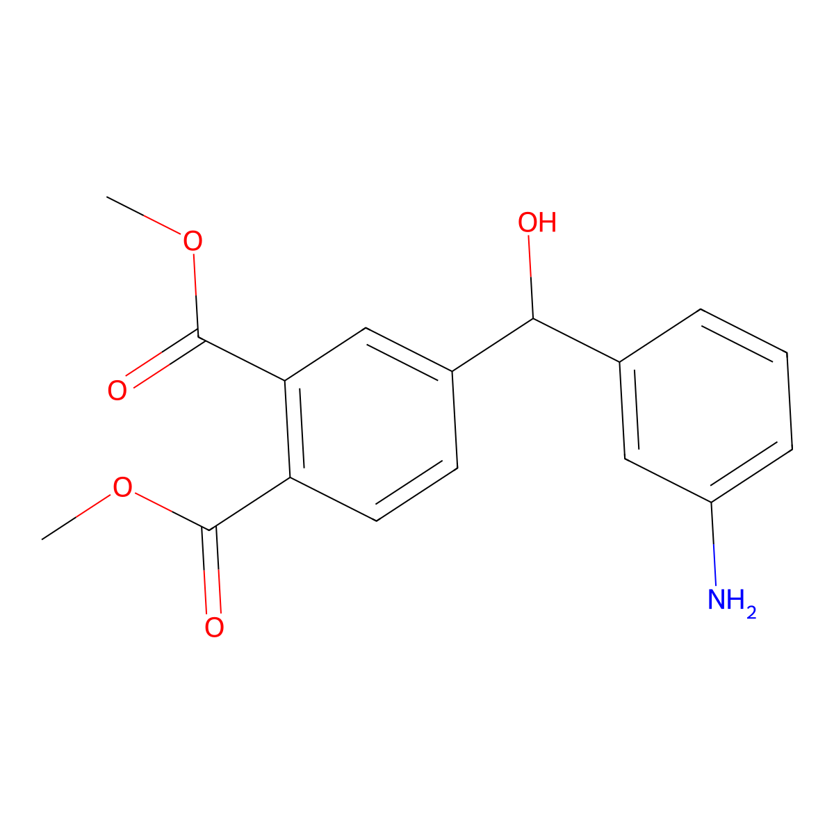 Dimethyl 4-((3-aminophenyl)hydroxymethyl)phthalate molecular structure, CAS 52656-24-3