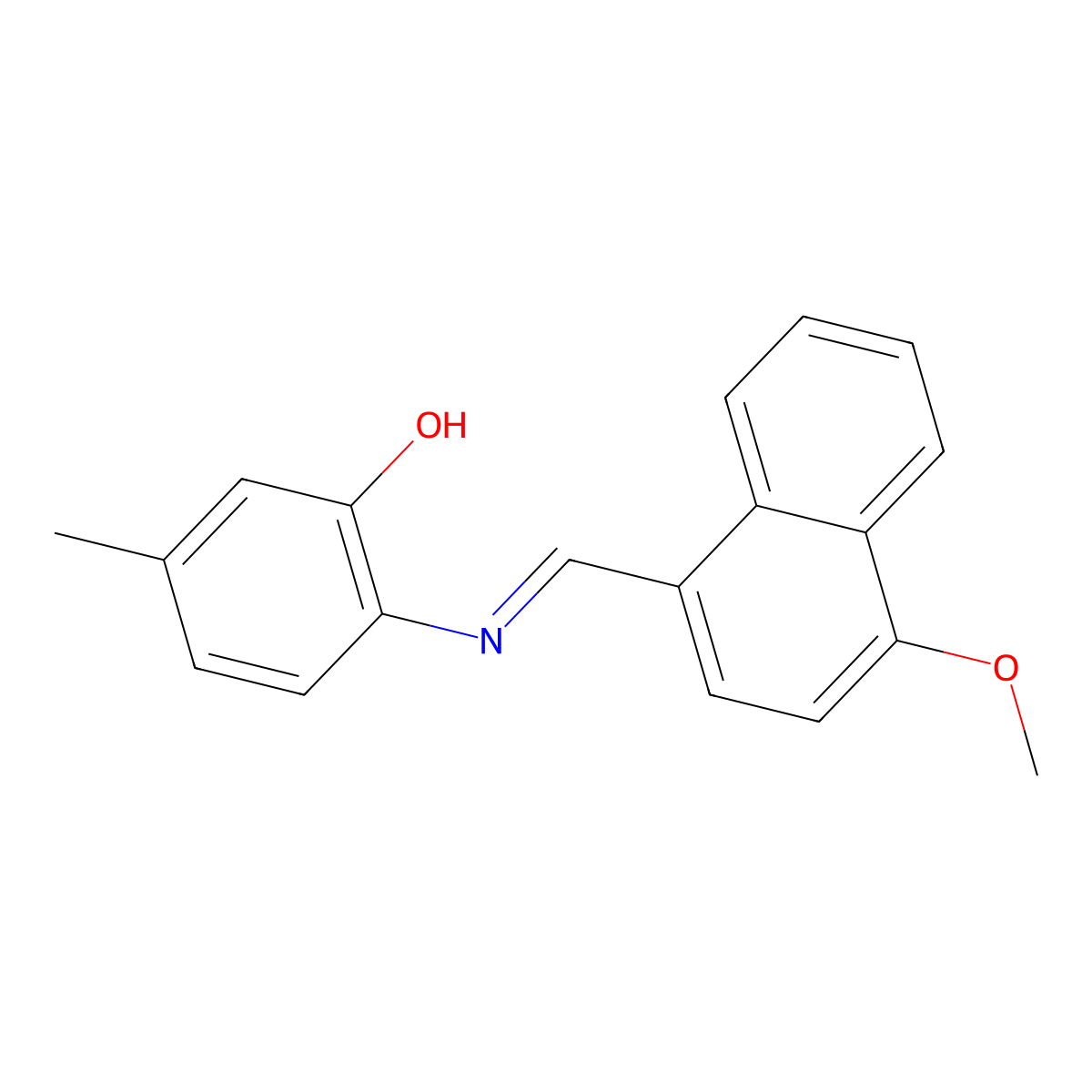 2-{[(E)-(4-methoxynaphthalen-1-yl)methylidene]amino}-5-methylphenol molecular structure, CAS 5266-36-4